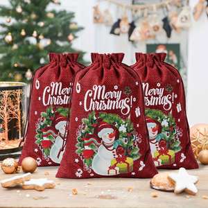 Bolsa Navideña de Santa Claus con Cordón, Personalizada, Ecológica, Reciclable, Hecha de Tela de Algodón, con Serigrafía Artística, Venta al Por Mayor - Product Image 2