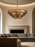 Lustre en verre de Murano fumé, lustre moderne de luxe pour salon, plafonds hauts, lustres et suspensions en laiton