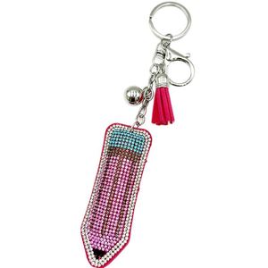 Sparkly Rhinestone Pencil Keychain with Tassel and Bell <b>Teacher</b> Appreciation <b>Gift</b> Back to School Souvenir <b>Bag</b> Charm Pendant - Product Image 2