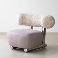 Fauteuil de salon scandinave fauteuil moderne minimaliste simple en fausse fourrure de lapin fauteuil de canapé de style danois