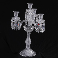 Centre de table à manger personnalisé pour mariage Bougeoir unique Candélabre haut à 4 bras en cristal clair