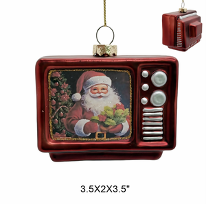 Adorno Navideño de Televisión Vintage, Figura de Televisión Retro con Estampados de Gnomo de Santa Claus para Decoración Navideña del Árbol de Navidad - Product Image 2
