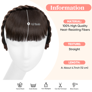 Serre-tête tressé style naturel pour femme avec franges, extensions de cheveux synthétiques, accessoires pour cheveux, postiches - Product Image 3