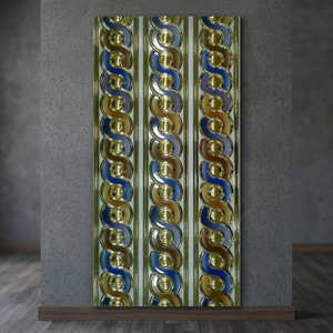 Carreaux muraux décoratifs en céramique numérique émaillée brillante de luxe, or et argent, 30x60cm, pour intérieurs modernes - Product Image 3