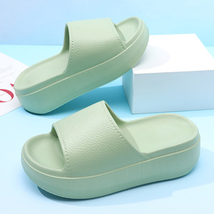 Sandalias de Mujer de Color Sólido, con Suela Gruesa Antideslizante de EVA, para el Hogar o la Playa, Color Verde Claro, Punta Redonda, Casuales, para el Verano - Product Image 1