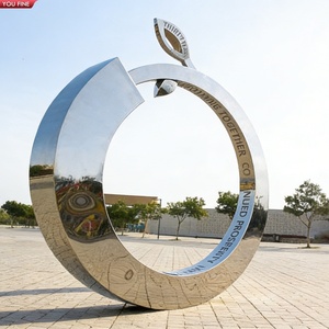 YOUFINE Statue Circulaire Abstraite Personnalisée en Métal Acier Inoxydable Paysage Urbain Contemporain - Product Image 3