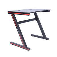 Bureau de jeu moderne en métal en forme de T avec éclairage RGB pour bureau à domicile - Bureau d'ordinateur avec design profond
