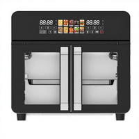 Friteuse à air sans huile grande capacité à double cuve avec écran LED, triple fonction, compatible voiture, usage commercial, contrôle numérique