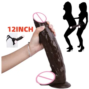 Hot selling 6 centimeters thick wearable dildos for women 12 inch dildos for women huge realistic