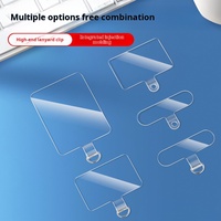 X710-1 Patch de fixation pour cordon de téléphone portable, en TPU souple et durable, avec clip anti-perte, anneau en D en forme de T, transparent et ultra-fin pour l'arrière du téléphone