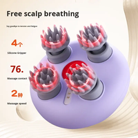 Mini masseur de tête électrique multifonctionnel à lumière rouge, masseur relaxant électrique en forme de pieuvre, double usage humide/sec pour les maux de tête