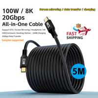 Cable de Carga Rápida USB C de 5 Metros, Cable de Datos OTG 8K PD100W, Certificado CE / FCC / RoHS, Totalmente Compatible con los Mercados de la UE y EE. UU.