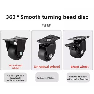 3-Zoll, 2,5-Zoll, 1,5-Zoll 2-teilige, extrem belastbare, massive Lenkrollen mit Bremse, niedriges Profil, für Gerätegestelle und Maschinen, schwarz, aus Gusseisen und Nylon - Product Image 3
