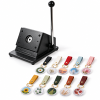 Kit de fabrication de porte-clés en acrylique transparent avec découpeuse de papier ronde et sangles en cuir pour loisirs créatifs