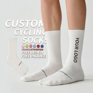 Calcetines de ciclismo Coolmax blancos de alta calidad unisex personalizados, calcetines de tripulación bordados Jacquard para gimnasio - Product Image 1