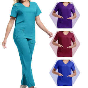 Anti rughe scrub medico chirurgico dentista veterinario pigiama infermiere forniture da <span class=keywords><strong>lavoro</strong></span> top e pantaloni set uniforme per le donne medico - Product Image 1