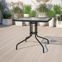 Meubles de jardin Uplion, table carrée en métal d'extérieur, table à manger, table de café, table en verre trempé, table de patio