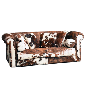 Canapé de salon en cuir de vache de style vintage américain - Product Image 2
