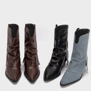 Bottes à talons pour femmes, style européen, plateforme épaisse, collection 2024 - Product Image 6
