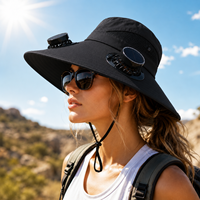Topi Kipas Tenaga Surya Pria Wanita Model Lebar untuk Outdoor, Hiking, Memancing, dengan 2 Kipas Pendingin, Pengisian Daya USB, Laris Terjual