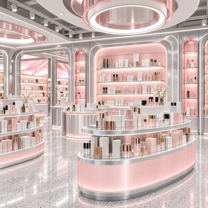 Nuevo Estilo de Vitrina Curva para Tienda de Cosméticos, Decoración Interior para Tienda de Belleza - Product Image 3