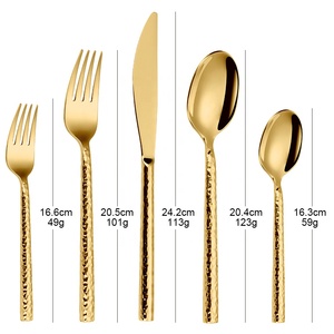 Nặng hình trụ xử lý Bạc cưới thép không gỉ 18/10 rèn vàng thiết lập dao kéo với dao và nĩa - Product Image 6
