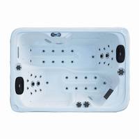 VIRPOL Bain à remous extérieur moderne en acrylique pour 2 personnes, contrôle Balboa, 41 jets, lumières LED, 2 filtres, couverture pour balcon, appartement, hôtel