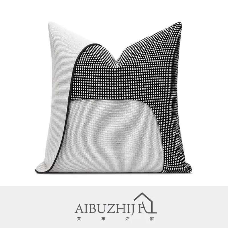 AIBUZHIJIA-funda de cojín con patrón geométrico abstracto minimalista, cubierta de almohada decorativa moderna de lujo gris