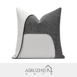 AIBUZHIJIA fodera per cuscino con motivo geometrico astratto minimalista fodera per cuscino grigio decorativo moderno di lusso