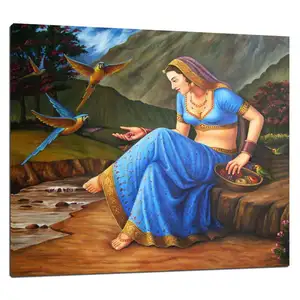 Moderne Classique Fait à la Main peinture encadrée Indien Peinture À L'huile Vendeur