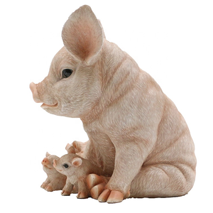 動物の置物レジンガーデンシッティング豚ファミリー等身大グラスファイバー豚像 - Product Image 4
