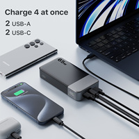 Nouvelle batterie externe légère de grande capacité avec câble 20000 miliamperes, compacte et portable, alimentation mobile
