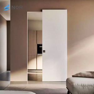 Porte coulissante en bois durable avec rail invisible, longue durée de vie, pour chambre et bureau, intérieur, porte coulissante dissimulée. - Product Image 2