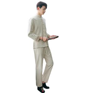 <span class=keywords><strong>Traje</strong></span> Tang Estilo Chino para Hombre, Conjunto de Tres Piezas, Diseño Sólido, Manga Larga, Cuello Alto, para Banquetes, Algodón y Lino, Primavera-Otoño - Product Image 5