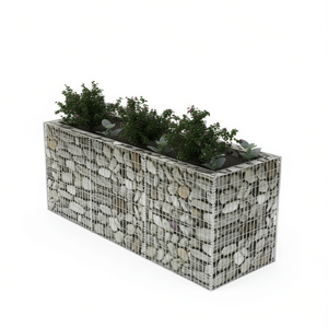 Fioriera Rialzata in Gabion Durevole, Vaso da Giardino in Acciaio Zincato Argento, Stile Rustico - Product Image 1