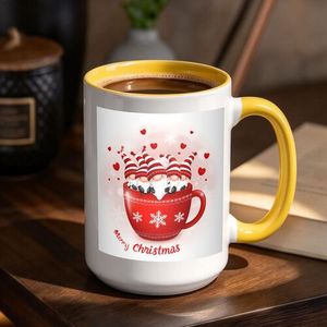 Mug en céramique personnalisé pour Noël avec couvercle et cuillère, design de dessin animé imprimé sur mesure, 15 oz, compatible micro-ondes, pour cadeaux promotionnels - Product Image 6