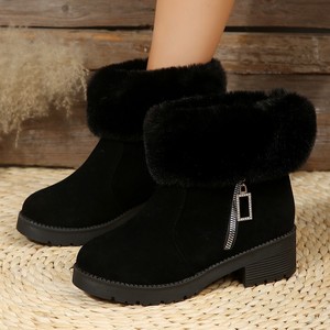 Supporto per la personalizzazione stivali da neve donna 2023 autunno <span class=keywords><strong>e</strong></span> inverno bocca di pelliccia tacchi spessi <span class=keywords><strong>e</strong></span> stivali corti in peluche <span class=keywords><strong>scarpe</strong></span> moda donna - Product Image 1
