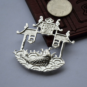 Épingle à cheveux en forme de carpe sautant au-dessus du portail du dragon, plaqué cuivre, or et argent, style ancien, accessoire de cheveux chinois, bijoux - Product Image 4