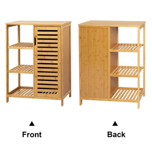 Addreen moderno Free Standing 3 strati di bambù in <span class=keywords><strong>legno</strong></span> mobile da bagno portasciugamani con <span class=keywords><strong>porta</strong></span> a persiana e Rack a 3 livelli - Product Image 5