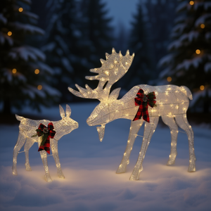 ไฟประดับตกแต่งคริสต์มาสสีขาวรูปตัวอักษร DB Moose Family ขนาด 4 ฟุต 200 หลอด LED สำหรับตกแต่งสวน ปรับแต่งได้ - Product Image 2