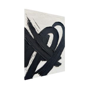 014Nankai hiện đại tối giản nghệ thuật trang trí vẽ tay in đen trắng Kết cấu sơn dầu trừu tượng vải 40x28 inch - Product Image 2