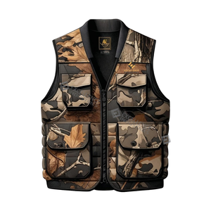 Wholesale Men's <b>Camo</b> Multi-Pocket Padded Vest Zip-Up Quilted Hunting Shooting Fishing Outdoor Sleeveless <b>Jacket</b> OEM Bulk Supply - Product Image 1