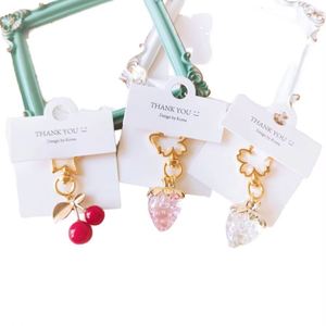 Cute Charm 3d Strawberry Cherry Blossom Fruit Keychain Ins Style Design <b>Key</b> <b>Ring</b> Bag for Girl's Gift Purse Decor <b>Accessories</b> - Product Image 1