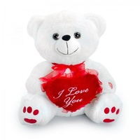Ours en peluche personnalisé pour la saint valentin, peluche, blanc et doux, avec cœur rouge, cm