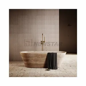 Newstar北欧豪华浴缸高抛光浴室装饰天然石材石灰华浴缸独立式浴缸