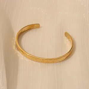 Tối Giản Bangles Đồ Trang Sức Phụ Nữ Không Dị ứng 18K Vàng Mạ Thép Không Gỉ Bóng Võng Cuff Vòng Đeo Tay Bangle