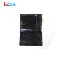 Dompet Kartu Bisnis Klasik Pria LIYAN Kualitas Unggul Kulit Asli Hitam Penutup Kancing Multifungsi 3 in 1