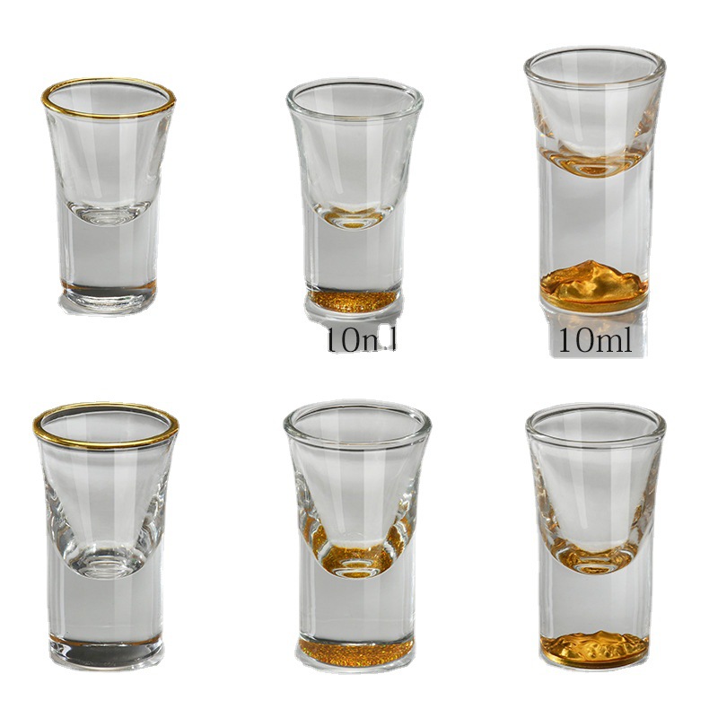 fast delivery 10ml 15ml small wine glass gold rim shot glass