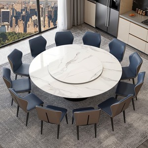 Mesa moderna Mesas de comedor con sillas Moderna con <span class=keywords><strong>Lazy</strong></span> <span class=keywords><strong>Susan</strong></span> Color opcional Juego de mesa de comedor Mármol - Product Image 4