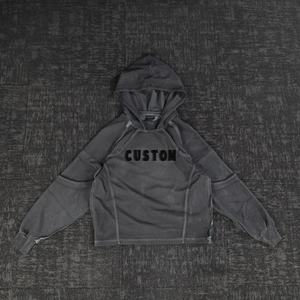 Sudadera Corta Holgada con Lavado Ácido Vintage para Hombre, Sudadera Lisa de Calle 100% Algodón - Product Image 4